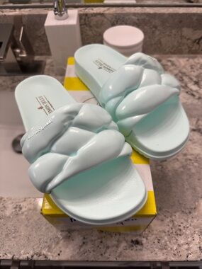 NEW lemon jelly Quilted Slide Sandals in Mint